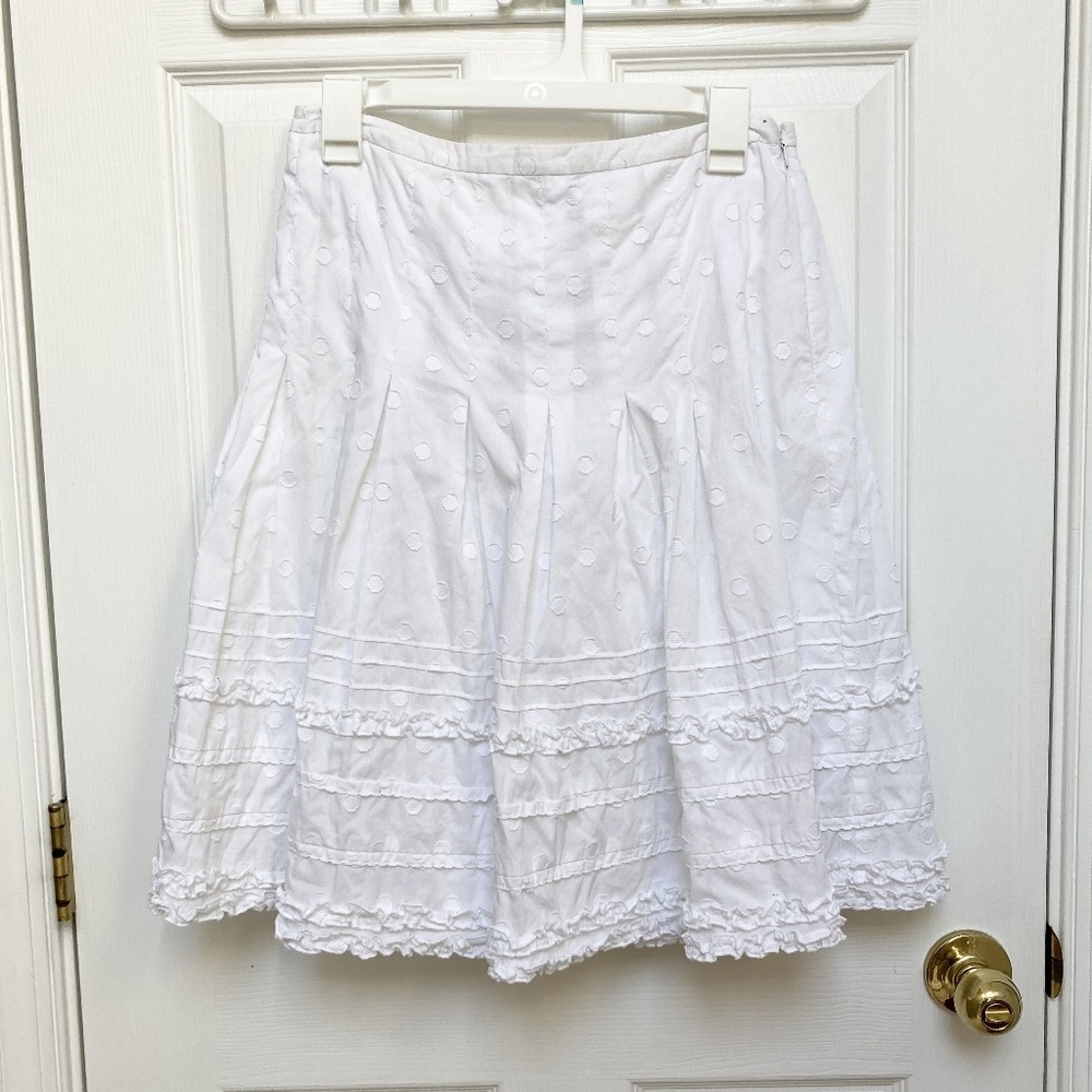 Boden womens 10 white ruffle skirt 100% cotton lin
